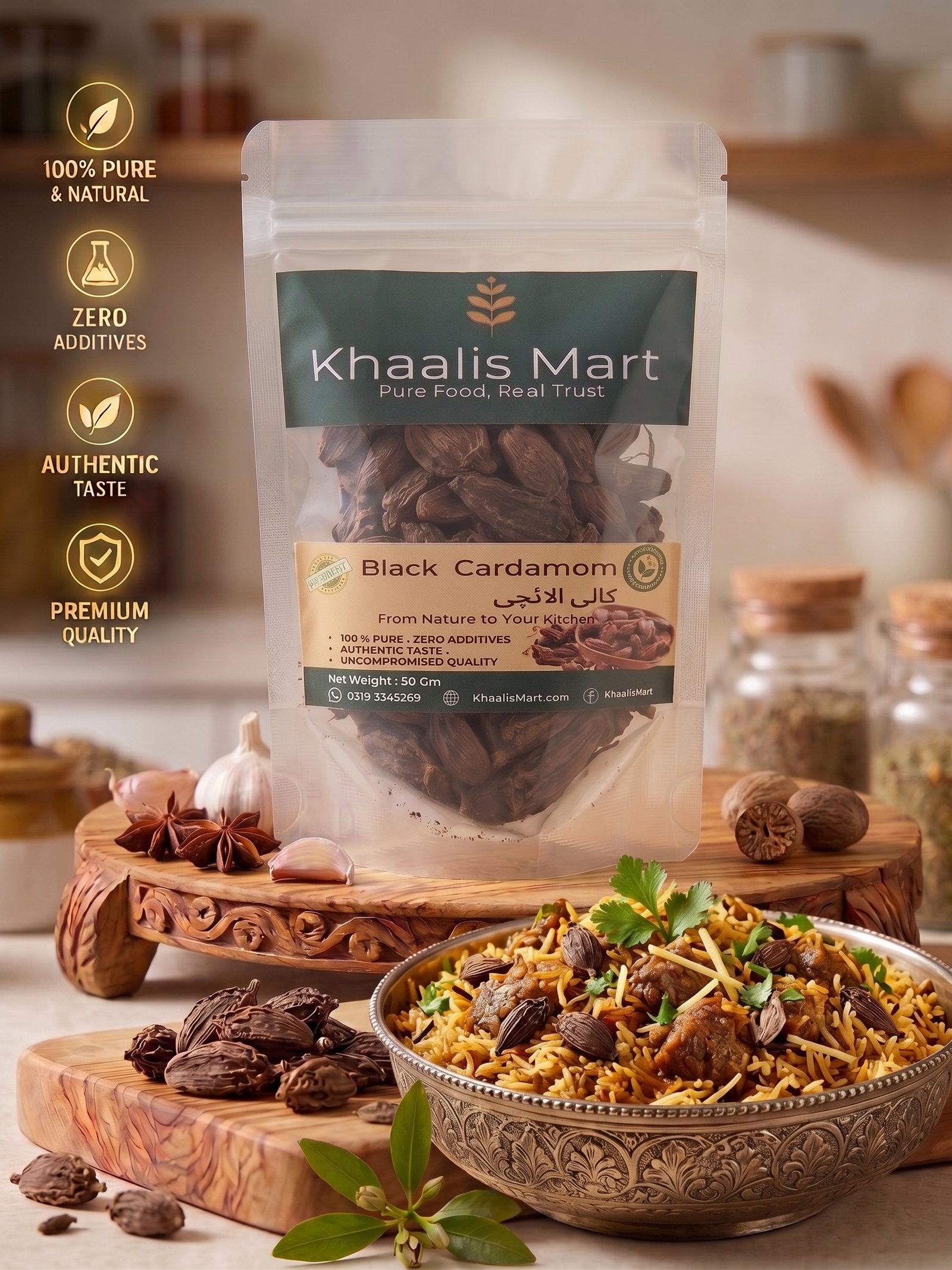 Khaalis Mart Bari Elaichi - 50g - Image 2